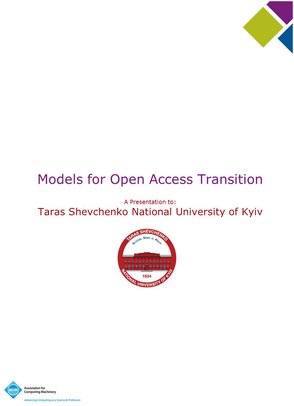 Presentation by Byron Russell, an expert on the transformation of scientific journals from print to digital formats and the implementation of Open Access business models